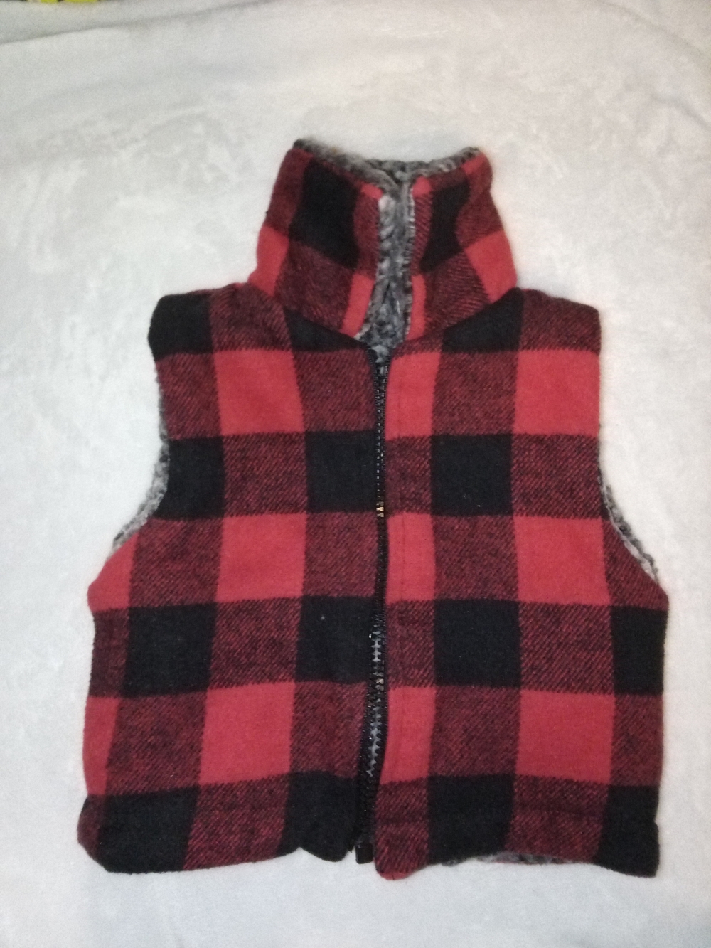 Children's Red & Black Buffalo Plaid Fleece-Lined Vest